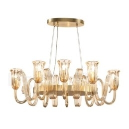 8-lichts retro rustieke luxe aluminiumlegering hanglamp kroonluchter met glazen kap