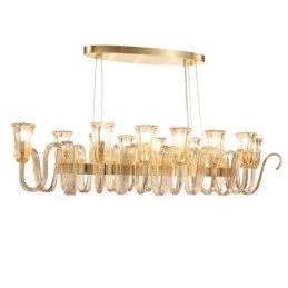 12 Licht Retro Rustieke Luxe Aluminiumlegering Hanglamp Kroonluchter met Glazen Kap