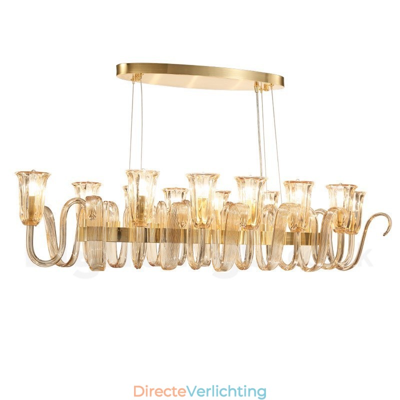 12 Licht Retro Rustieke Luxe Aluminiumlegering Hanglamp Kroonluchter met Glazen Kap