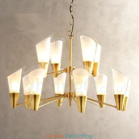 12 Licht Retro Rustieke Luxe Messing Hanglamp Kroonluchter met Glazen Kap 12 Licht Retro Rustieke Luxe Messing Hanglamp Kroonluchter met Glazen Kap