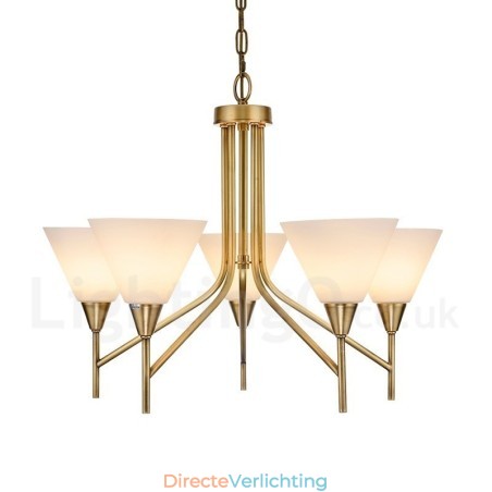 5-lichts retro rustieke luxe messing hanglamp kroonluchter met glazen kap 5-lichts retro rustieke luxe messing hanglamp kroonluchter met glazen kap