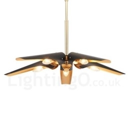 5-lichts retro rustieke luxe aluminiumlegering hanglamp kroonluchter met aluminiumlegering kap