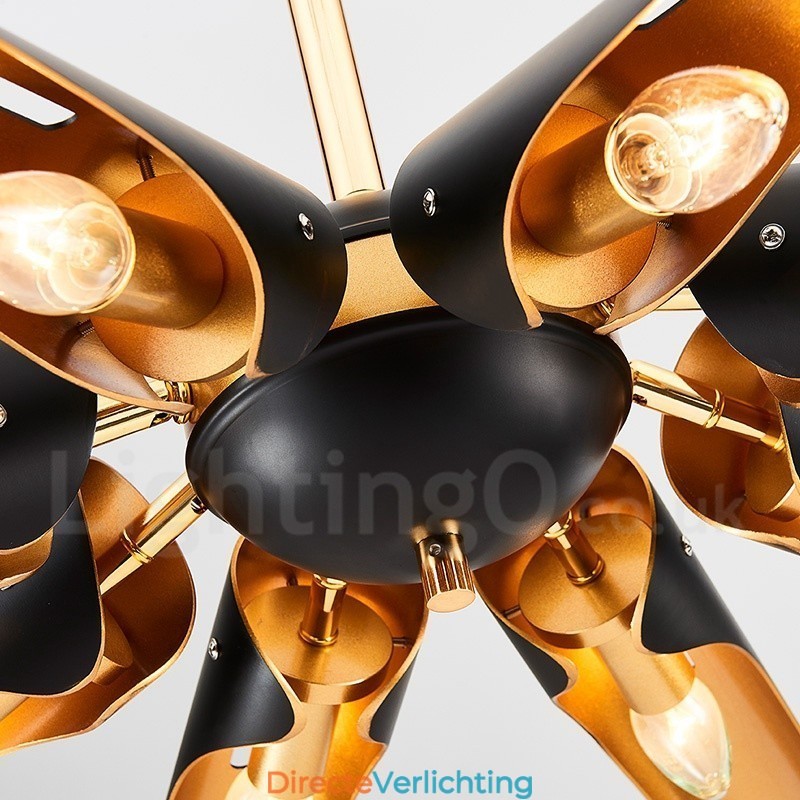 5-lichts retro rustieke luxe aluminiumlegering hanglamp kroonluchter met aluminiumlegering kap