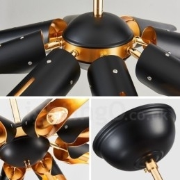 5-lichts retro rustieke luxe aluminiumlegering hanglamp kroonluchter met aluminiumlegering kap