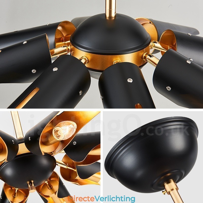5-lichts retro rustieke luxe aluminiumlegering hanglamp kroonluchter met aluminiumlegering kap