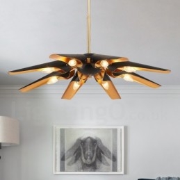 8-lichts retro rustieke luxe aluminiumlegering hanglamp kroonluchter met aluminiumlegering kap