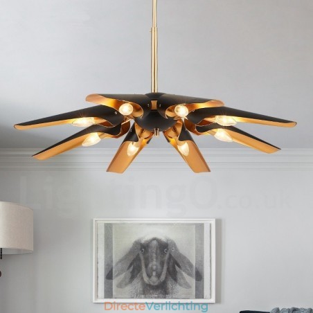 8-lichts retro rustieke luxe aluminiumlegering hanglamp kroonluchter met aluminiumlegering kap 8-lichts retro rustieke luxe aluminiumlegering hanglamp kroonluchter met aluminiumlegering kap