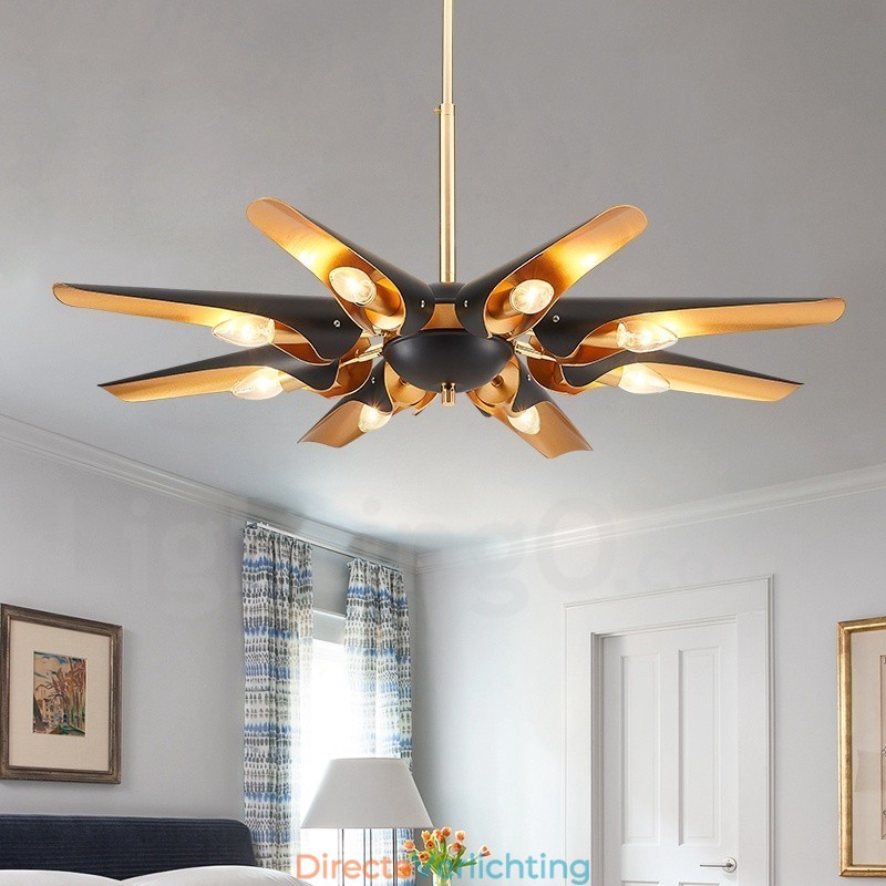8-lichts retro rustieke luxe aluminiumlegering hanglamp kroonluchter met aluminiumlegering kap