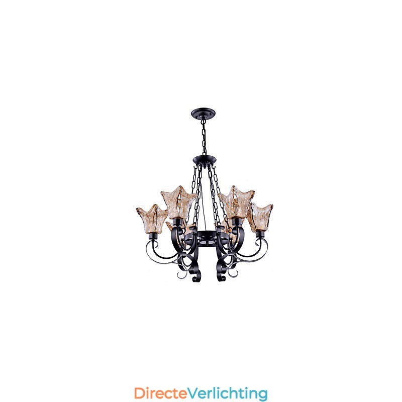 Kroonluchter 6 lampen Glas Traditioneel Klassiek Vintage