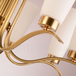 8-lichts retro rustieke luxe messing hanglamp kroonluchter met glazen kap