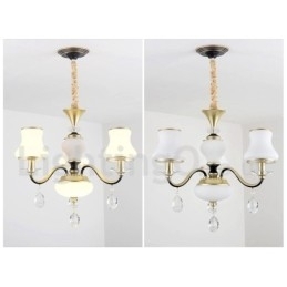 3-lichts retro rustieke luxe kristallen hanglamp kroonluchter met glazen kap