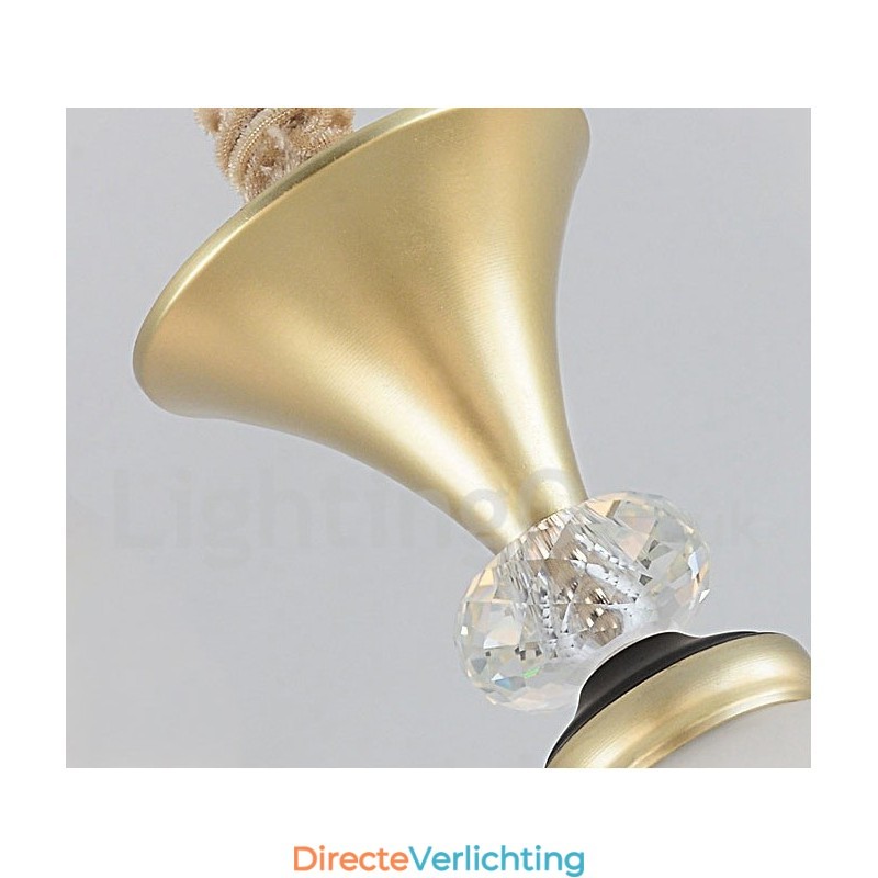 3-lichts retro rustieke luxe kristallen hanglamp kroonluchter met glazen kap