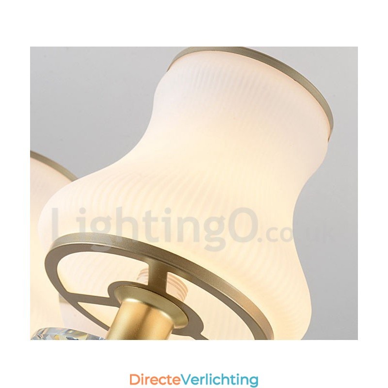 3-lichts retro rustieke luxe kristallen hanglamp kroonluchter met glazen kap