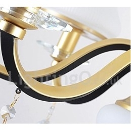 3-lichts retro rustieke luxe kristallen hanglamp kroonluchter met glazen kap