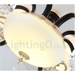 6-lichts retro rustieke luxe kristallen hanglamp kroonluchter met glazen kap