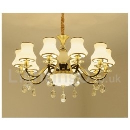 Retro Rustieke Luxe Kristallen Hanglamp Kroonluchter met Glazen Kap