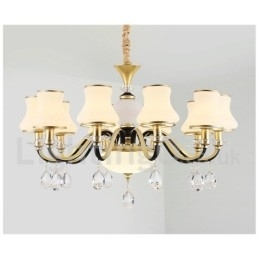 Retro Rustieke Luxe Kristallen Hanglamp Kroonluchter met Glazen Kap