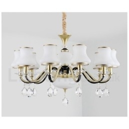 Retro Rustieke Luxe Kristallen Hanglamp Kroonluchter met Glazen Kap
