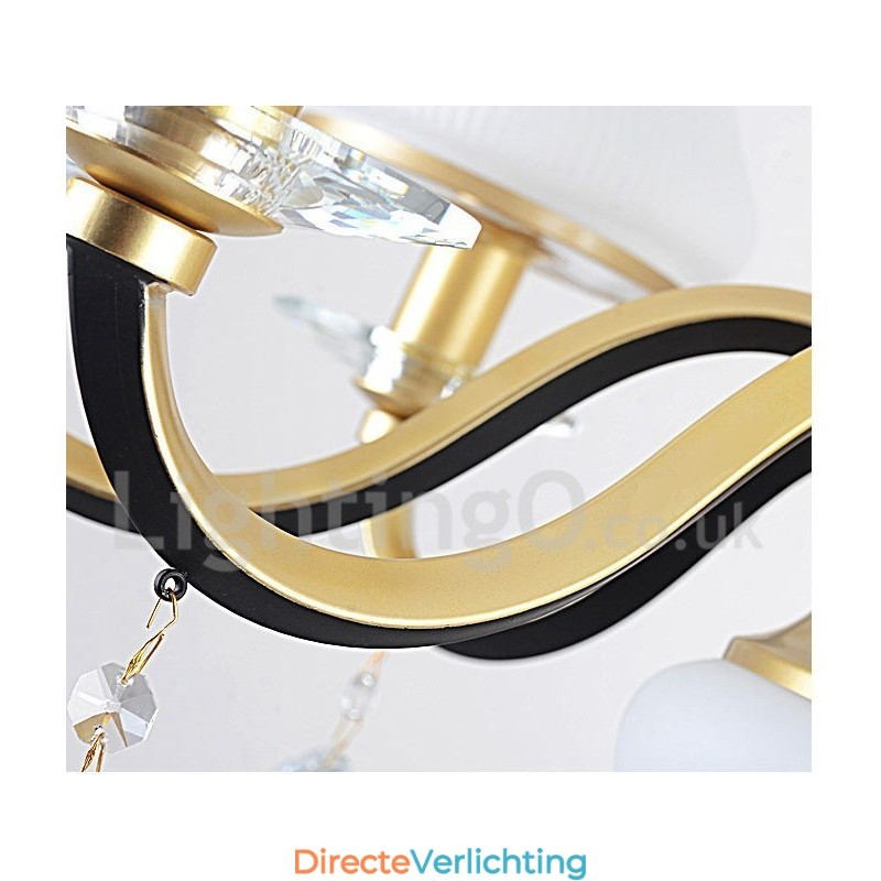 Retro Rustieke Luxe Kristallen Hanglamp Kroonluchter met Glazen Kap