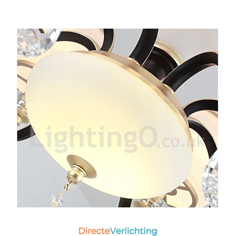 Retro Rustieke Luxe Kristallen Hanglamp Kroonluchter met Glazen Kap