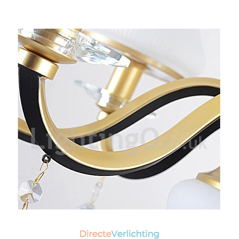 12 Licht Retro Rustieke Luxe Kristallen Hanglamp Kroonluchter met Glazen Kap