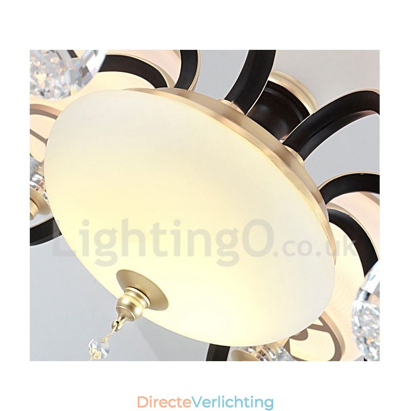 12 Licht Retro Rustieke Luxe Kristallen Hanglamp Kroonluchter met Glazen Kap