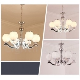 6-lichts moderne, eigentijdse luxe hanglamp kroonluchter met glazen kap