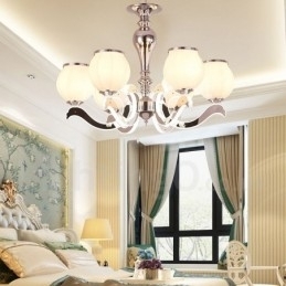 6-lichts moderne, eigentijdse luxe hanglamp kroonluchter met glazen kap