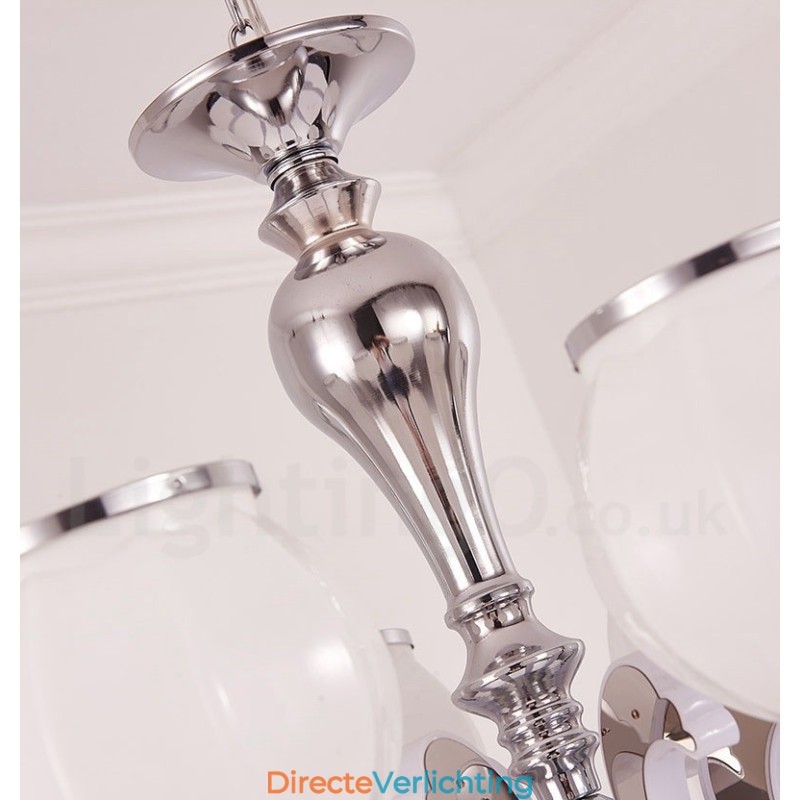 6-lichts moderne, eigentijdse luxe hanglamp kroonluchter met glazen kap