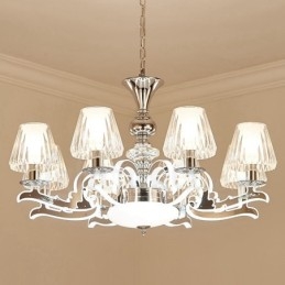 Retro Rustieke Luxe Kristallen Hanglamp Kroonluchter met Glazen Kap