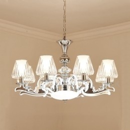 Retro Rustieke Luxe Kristallen Hanglamp Kroonluchter met Glazen Kap