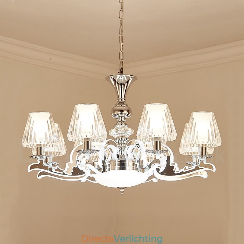 Retro Rustieke Luxe Kristallen Hanglamp Kroonluchter met Glazen Kap