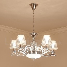 Retro Rustieke Luxe Kristallen Hanglamp Kroonluchter met Glazen Kap