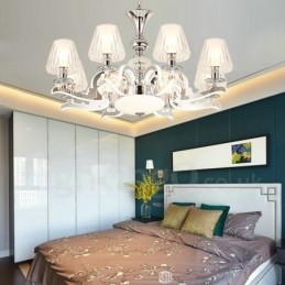 Retro Rustieke Luxe Kristallen Hanglamp Kroonluchter met Glazen Kap