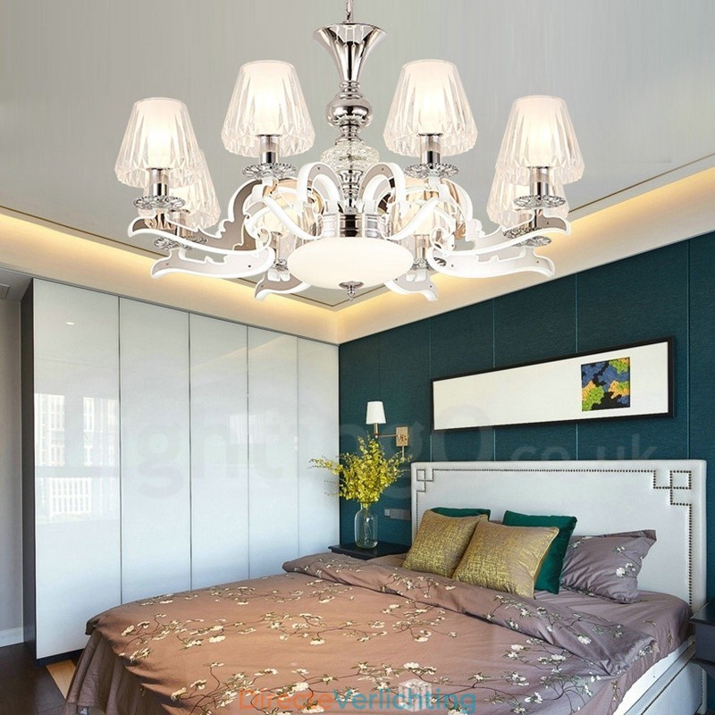Retro Rustieke Luxe Kristallen Hanglamp Kroonluchter met Glazen Kap
