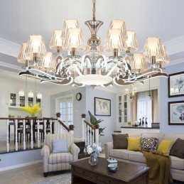 Retro Rustieke Luxe Kristallen Hanglamp Kroonluchter met Glazen Kap