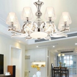Retro Rustieke Luxe Kristallen Hanglamp Kroonluchter met Glazen Kap