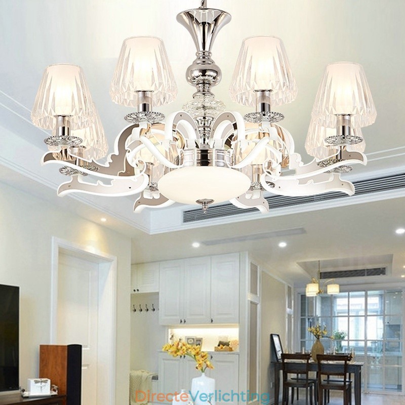 Retro Rustieke Luxe Kristallen Hanglamp Kroonluchter met Glazen Kap