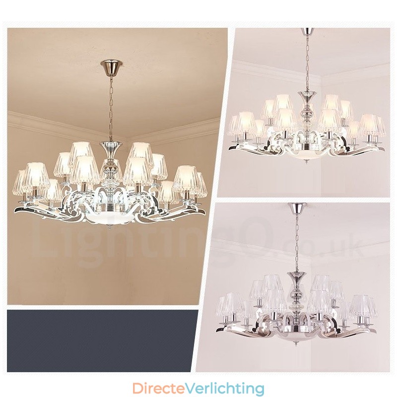 Retro Rustieke Luxe Kristallen Hanglamp Kroonluchter met Glazen Kap