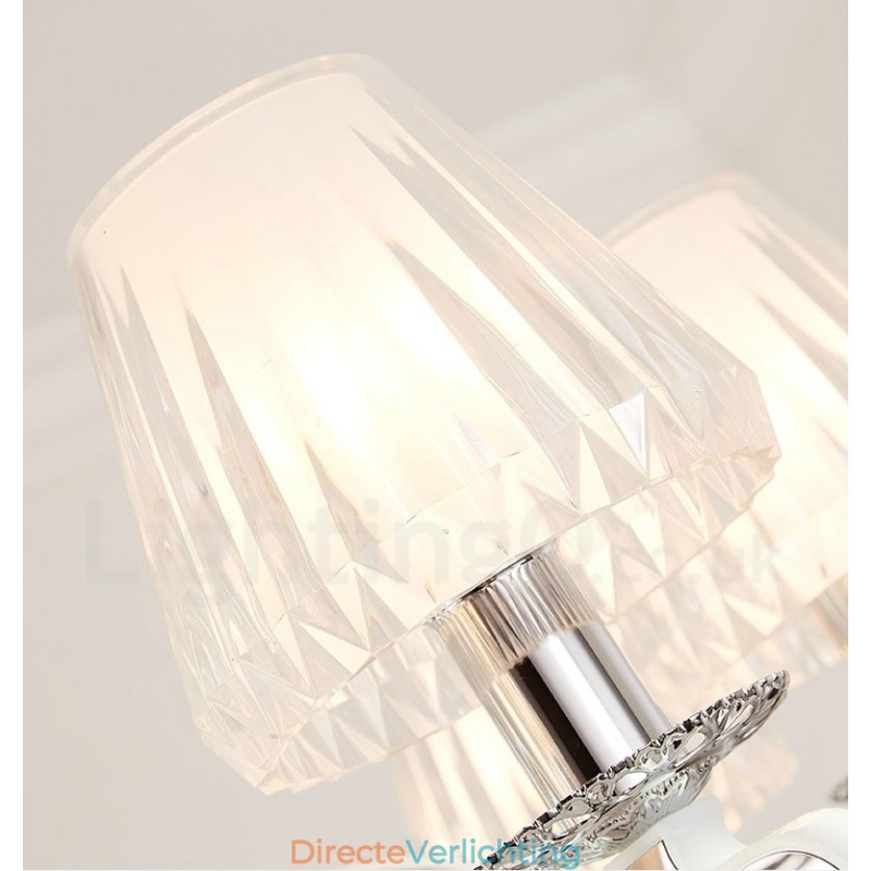 Retro Rustieke Luxe Kristallen Hanglamp Kroonluchter met Glazen Kap