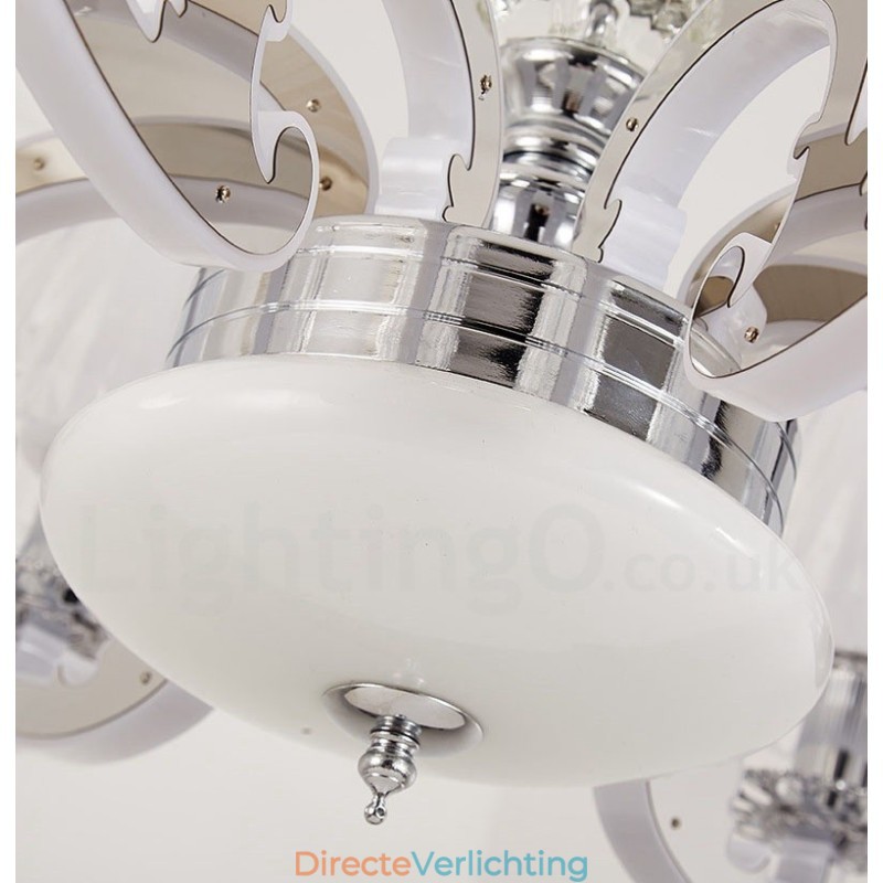 Retro Rustieke Luxe Kristallen Hanglamp Kroonluchter met Glazen Kap