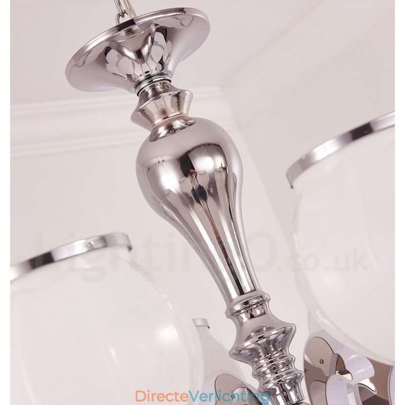 8-lichts moderne, eigentijdse luxe hanglamp kroonluchter met glazen kap