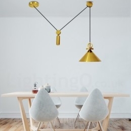 Puur koperen moderne eigentijdse Scandinavische stijl Rise and Fall hanglamp messing plafondlamp