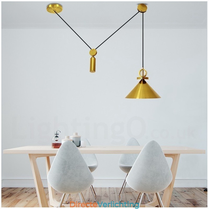 Puur koperen moderne eigentijdse Scandinavische stijl Rise and Fall hanglamp messing plafondlamp