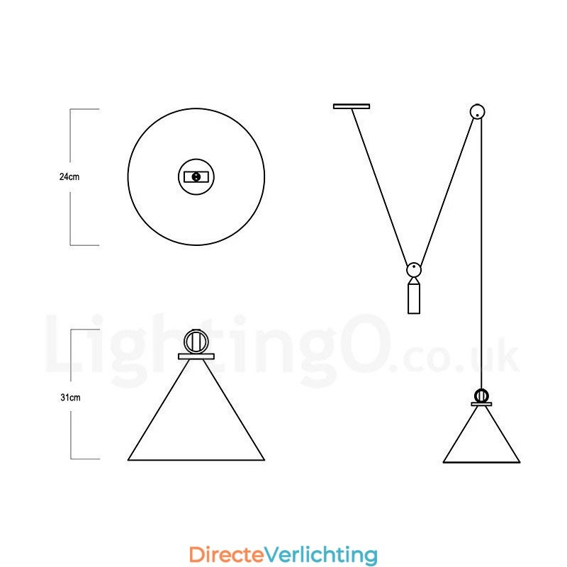 Puur koperen moderne eigentijdse Scandinavische stijl Rise and Fall hanglamp messing plafondlamp