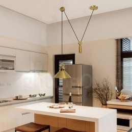 Puur koperen moderne eigentijdse Scandinavische stijl Rise and Fall hanglamp messing plafondlamp