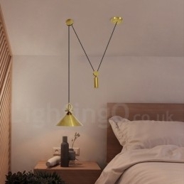Puur koperen moderne eigentijdse Scandinavische stijl Rise and Fall hanglamp messing plafondlamp