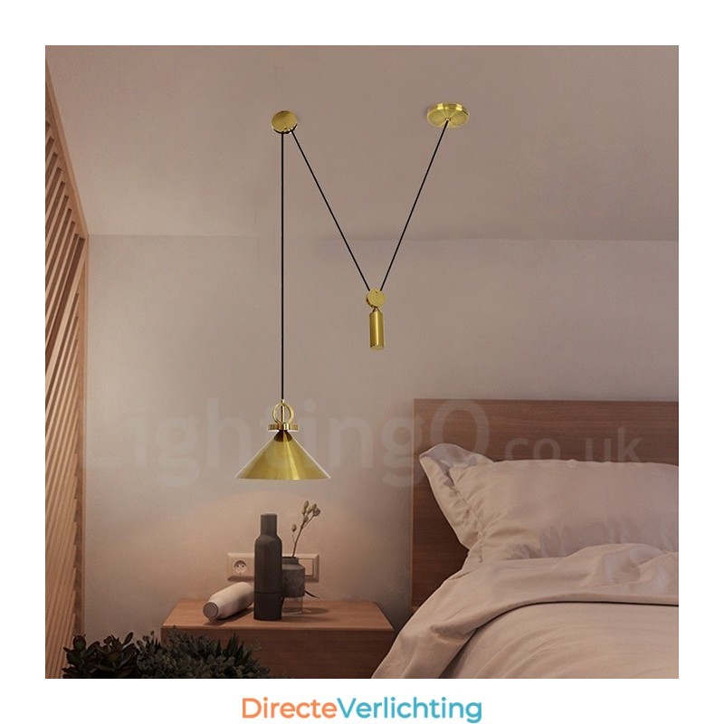 Puur koperen moderne eigentijdse Scandinavische stijl Rise and Fall hanglamp messing plafondlamp