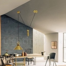 Puur koperen moderne eigentijdse Scandinavische stijl Rise and Fall hanglamp messing plafondlamp