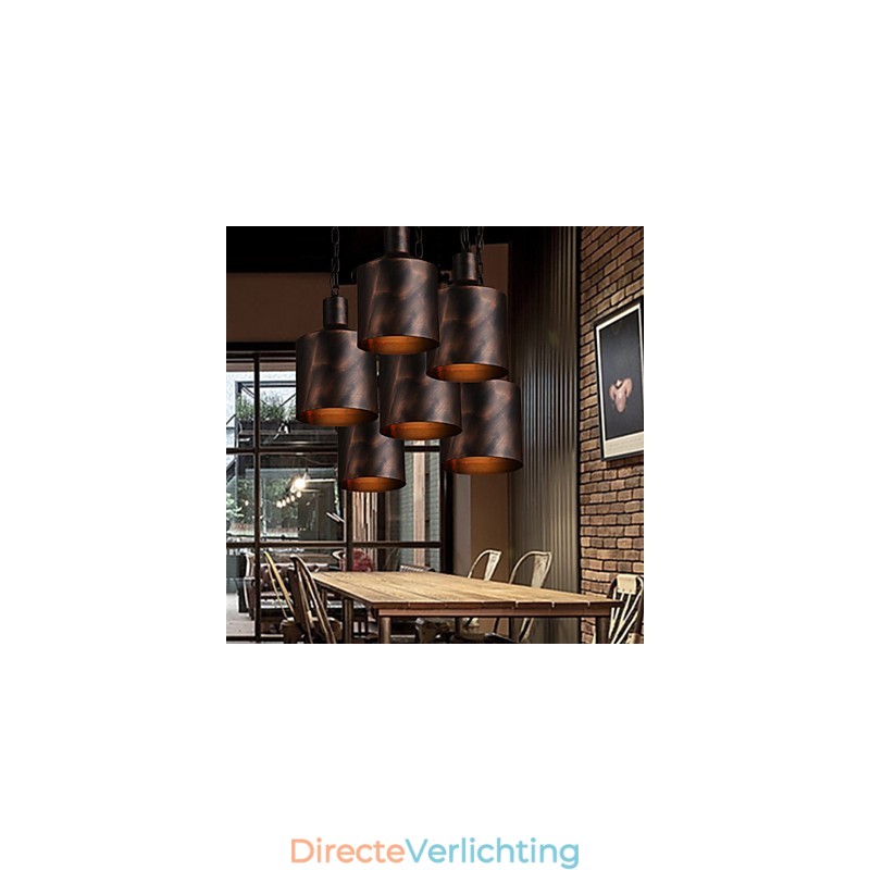 Kroonluchter Rustieke Lodge Drum Metalen Hanglamp